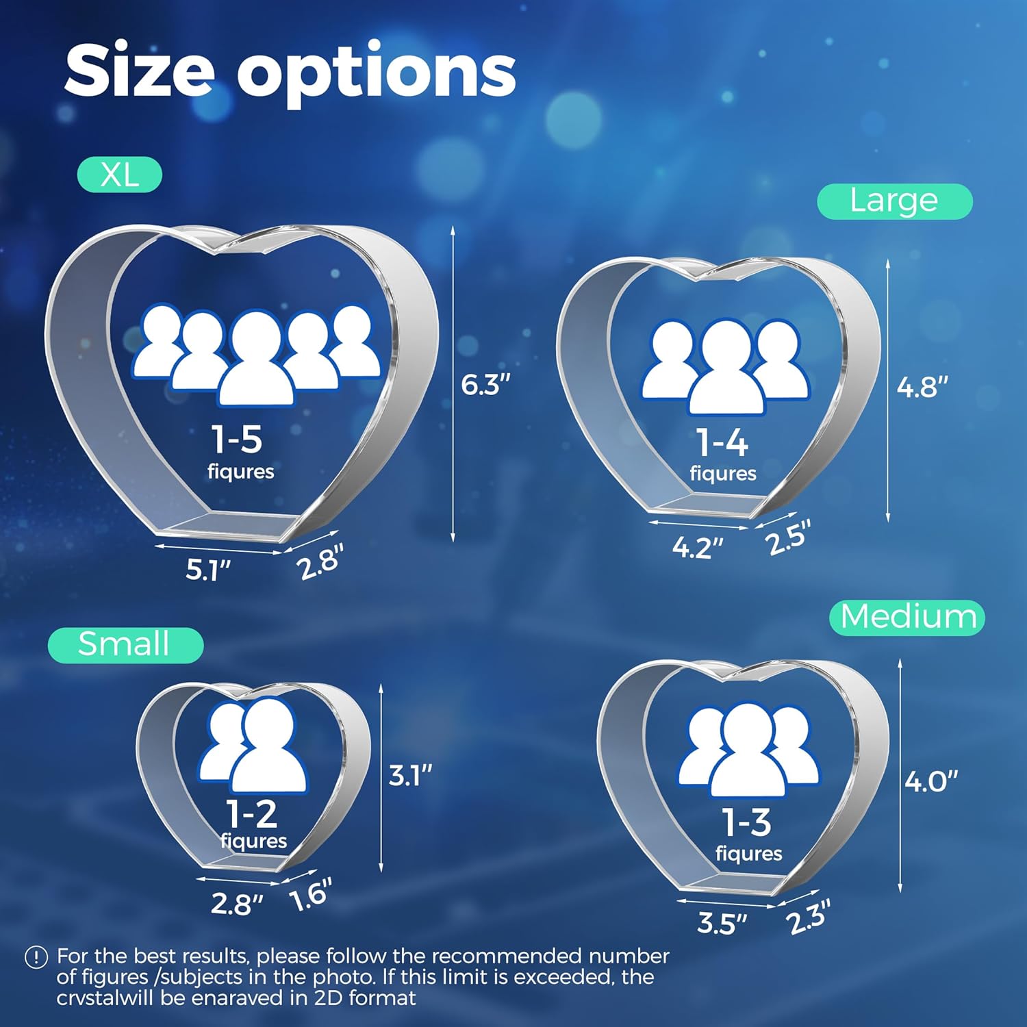 Heart XLarge - 3D Crystal Photo